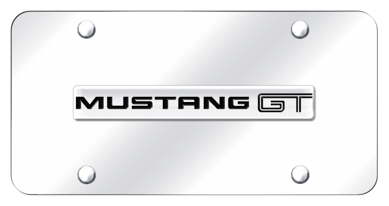 Mustang GT Name License Plate - Chrome on Mirrored