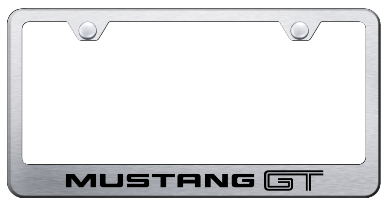 Ford Mustang GT Laser Etched Stainless Steel License Plate Frame - Finish:Brush