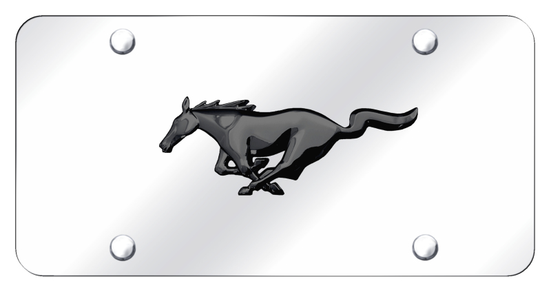 Mustang License Plate - Black Pearl on Mirrored