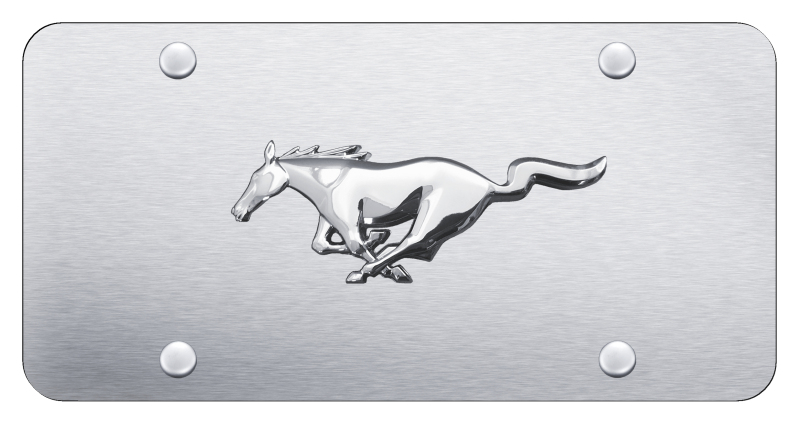 Mustang License Plate - Chrome on Brushed