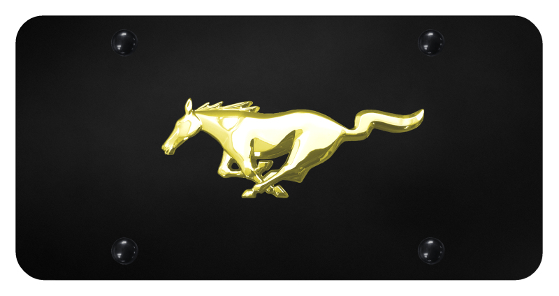 Mustang License Plate - Gold on Black