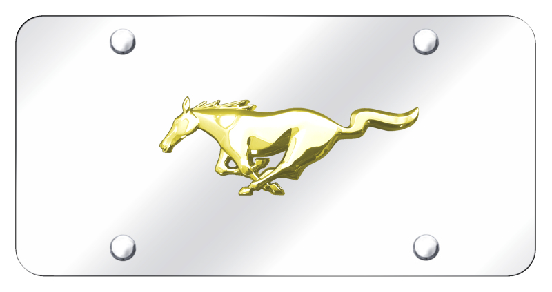 Mustang License Plate - Gold on Mirrored