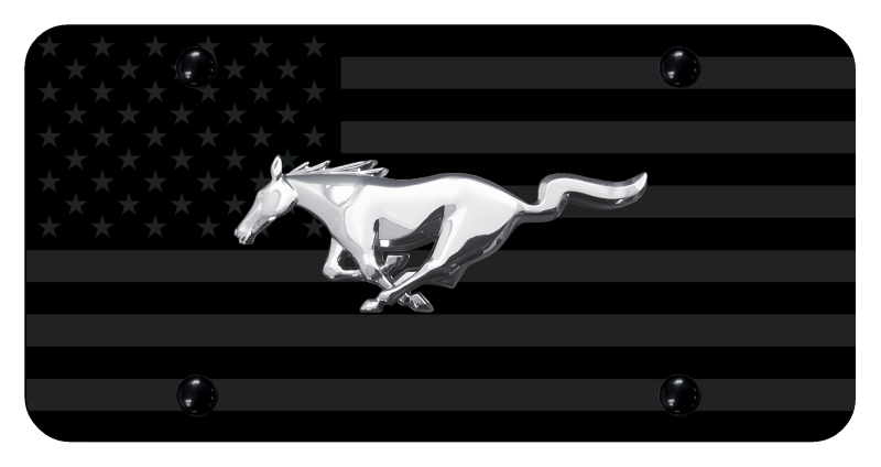 Mustang License Plate - UV Subdued Flag