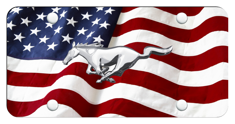 Mustang License Plate - UV Wave Flag