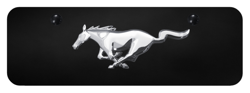 Mustang Mini Plate - Chrome on Black