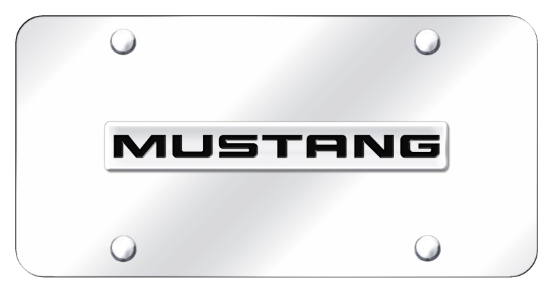 Mustang Name License Plate - Chrome on Mirrored