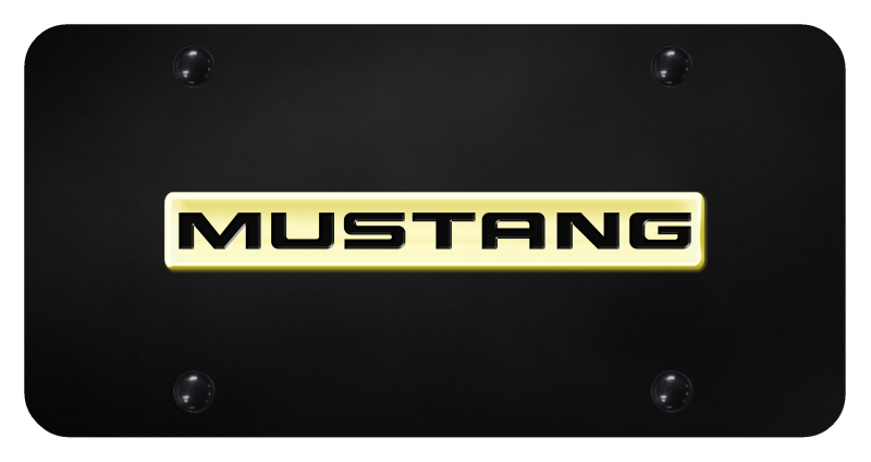 Mustang Name License Plate - Gold on Black