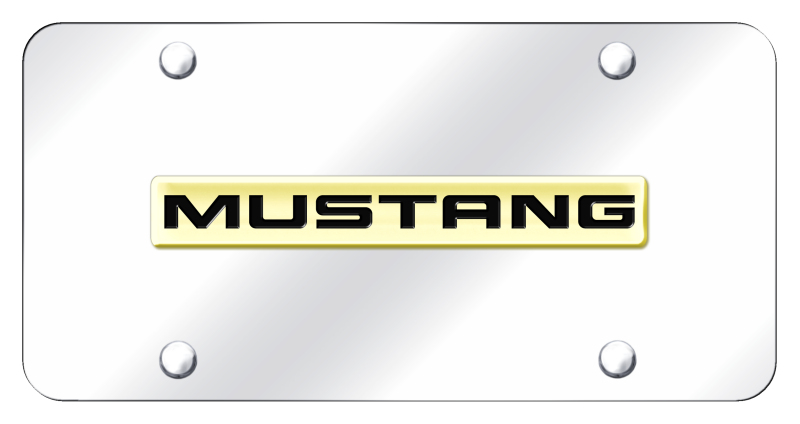 Mustang Name License Plate - Gold on Mirrored