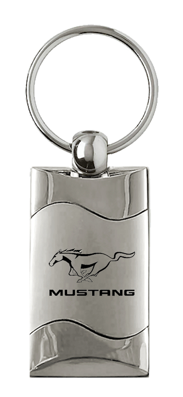 Mustang Rectangular Wave Key Fob - Silver
