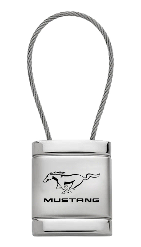 Mustang Satin-Chrome Cable Key Fob - Silver