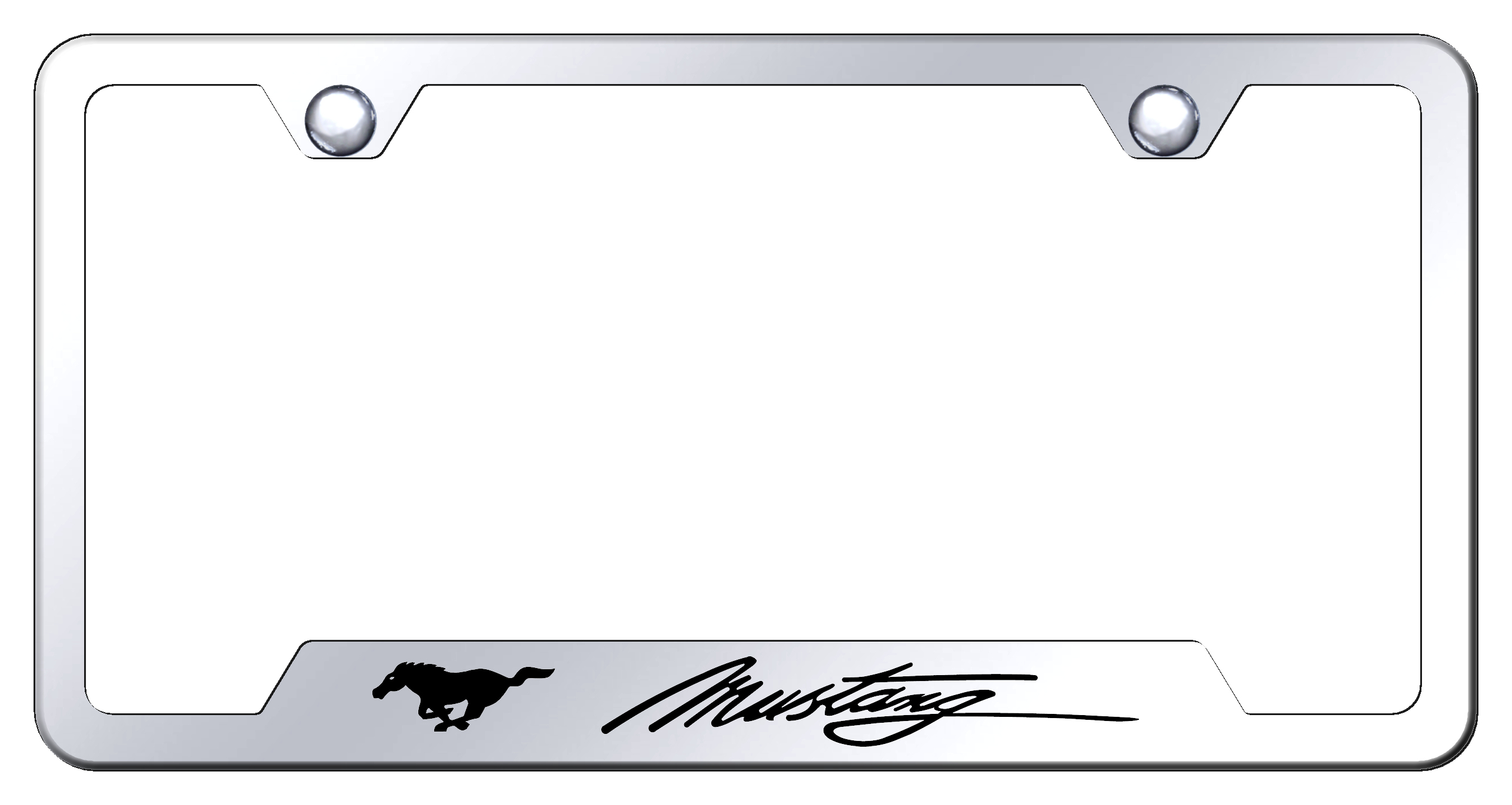 Mustang Script Cut-Out Frame - Laser Etched Black