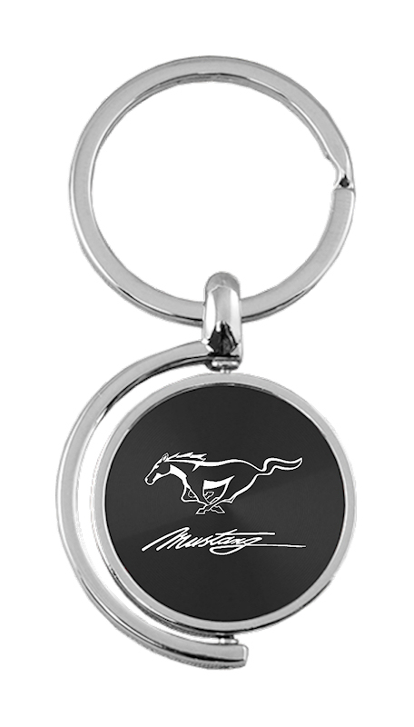 Mustang Script Spinner Key Fob - Black