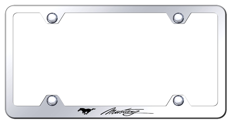 Mustang Script Steel Wide Body Frame - Laser Etched Mirrored