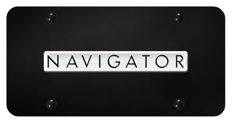Navigator Name License Plate - Chrome on Black