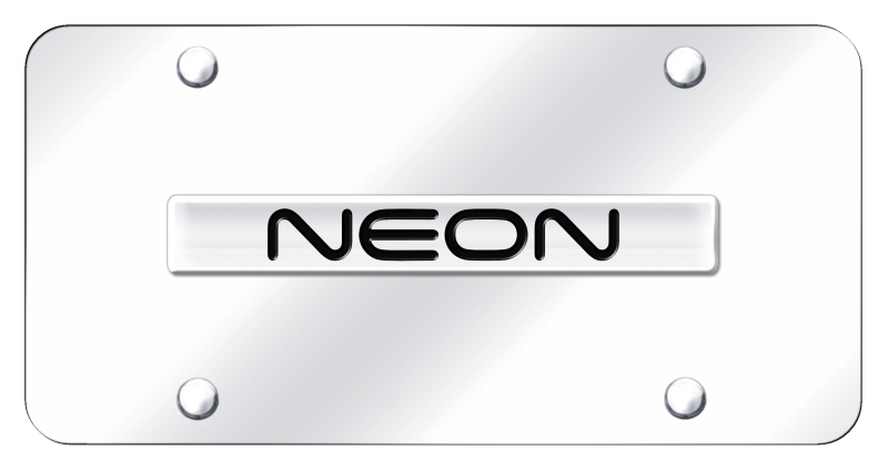Neon Name License Plate - Chrome on Mirrored