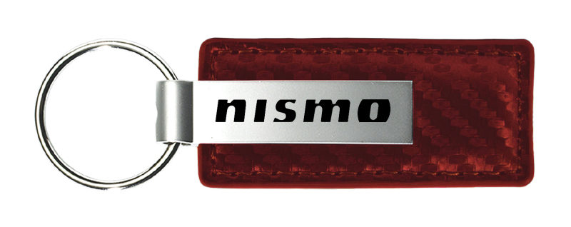 Nismo Carbon Fiber Leather Key Fob - Burgundy