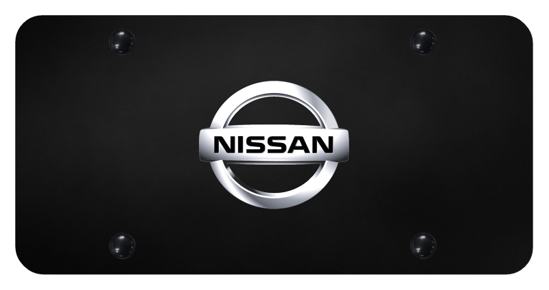Nissan 2002 License Plate - Chrome on Black