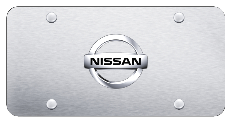 Nissan 2002 License Plate - Chrome on Brushed