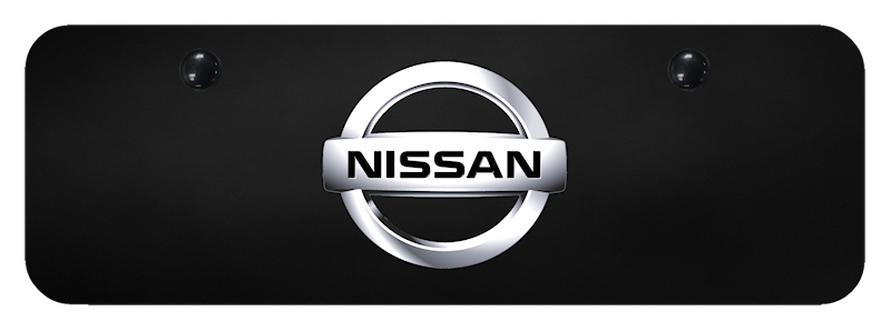 Nissan 2002 Mini Plate - Chrome on Black