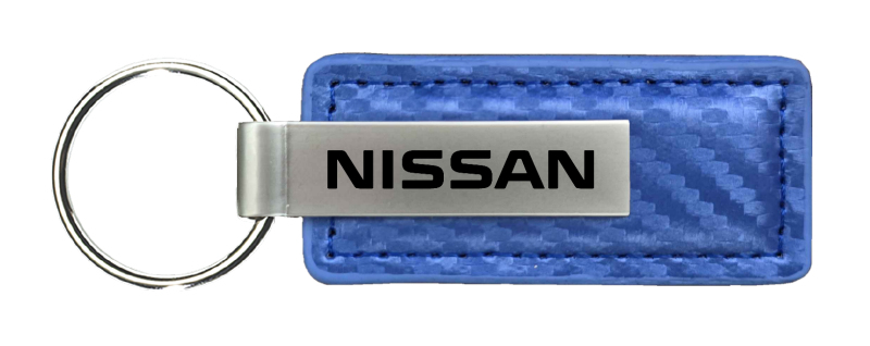 Nissan Carbon Fiber Leather Key Fob - Blue