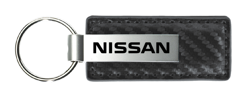 Nissan Carbon Fiber Leather Key Fob - Gun Metal