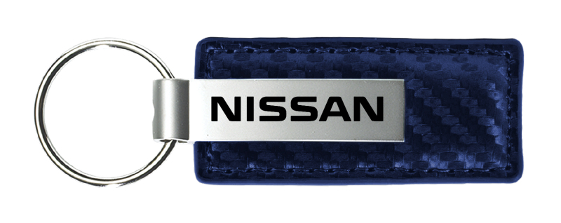 Nissan Carbon Fiber Leather Key Fob - Navy