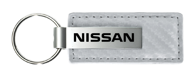 Nissan Carbon Fiber Leather Key Fob - White