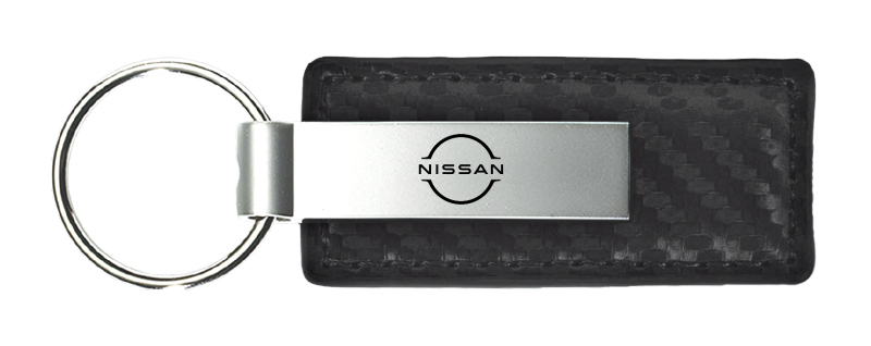 Nissan Logo Carbon Fiber Leather Key Fob - Black