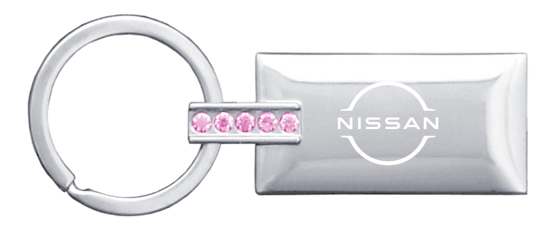 Nissan Logo Jeweled Rectangular Key Fob - Pink