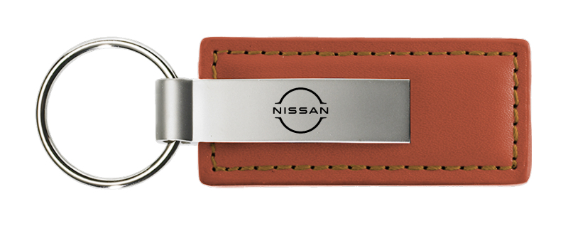 Nissan Logo Leather Key Fob - Brown