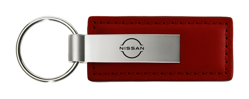 Nissan Logo Leather Key Fob - Burgundy