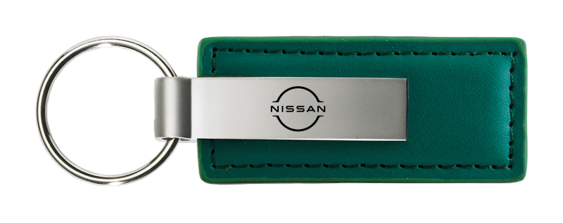 Nissan Logo Leather Key Fob - Green