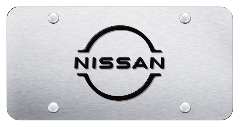 Nissan Logo License Plate - Black on Brushed