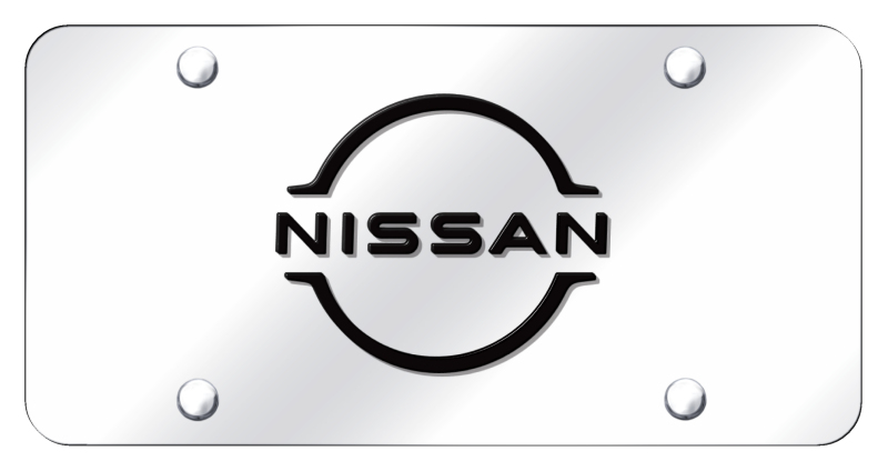 Nissan Logo License Plate - Black on Mirrored