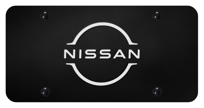 Nissan Logo License Plate - White on Black