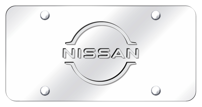 Nissan Logo License Plate - White on Mirrored