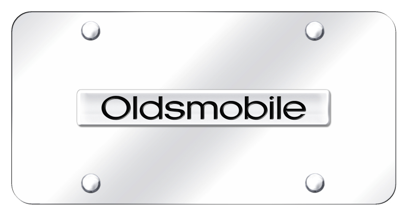 Oldsmobile Name License Plate - Chrome on Mirrored