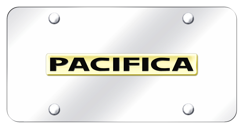 Pacifica Name License Plate - Gold on Mirrored