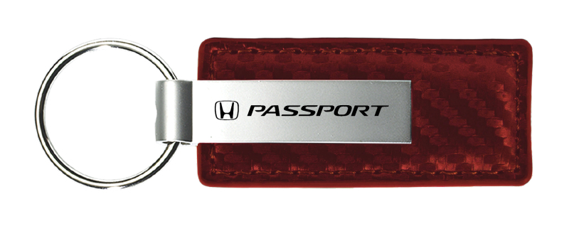 Passport Carbon Fiber Leather Key Fob - Burgundy