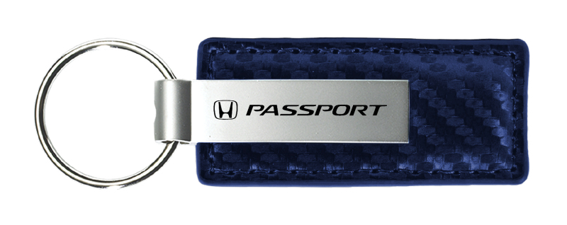 Passport Carbon Fiber Leather Key Fob - Navy