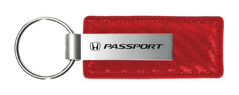 Passport Carbon Fiber Leather Key Fob - Red