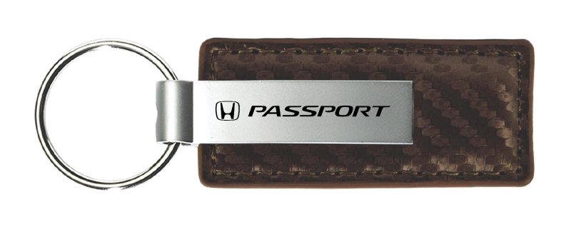 Passport Carbon Fiber Leather Key Fob - Taupe
