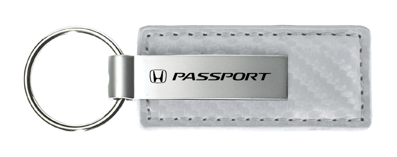 Passport Carbon Fiber Leather Key Fob - White