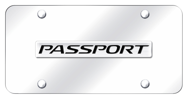 Passport Name License Plate - Chrome on Mirrored
