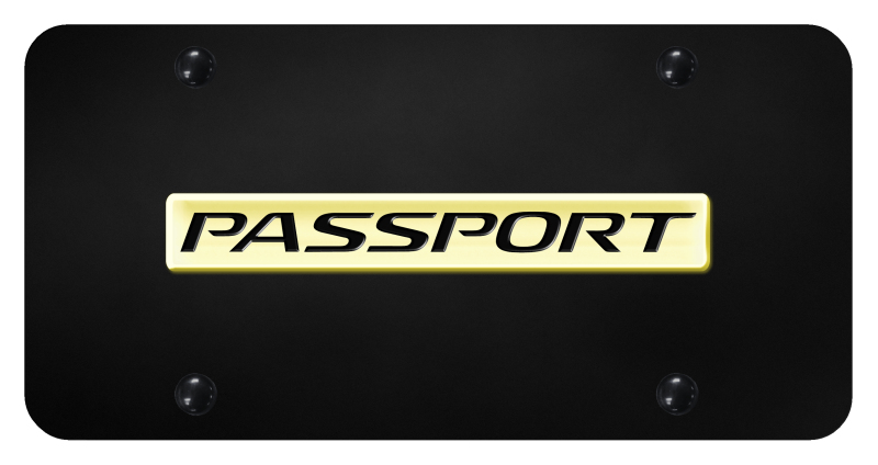 Passport Name License Plate - Gold on Black
