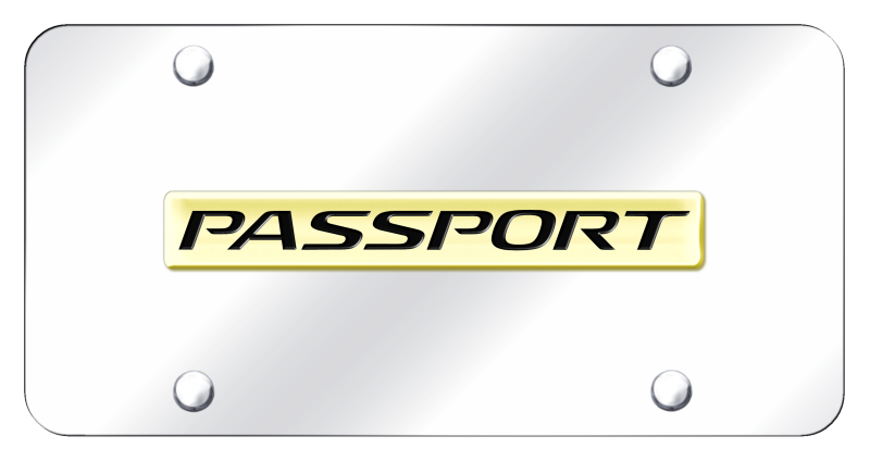 Passport Name License Plate - Gold on Mirrored