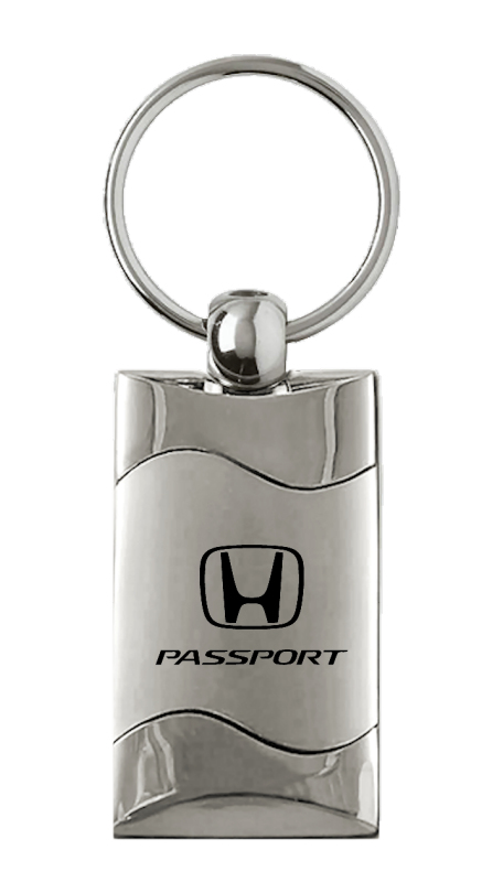 Passport Rectangular Wave Key Fob - Silver