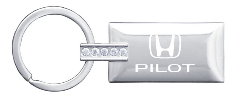 Pilot Jeweled Rectangular Key Fob - Silver