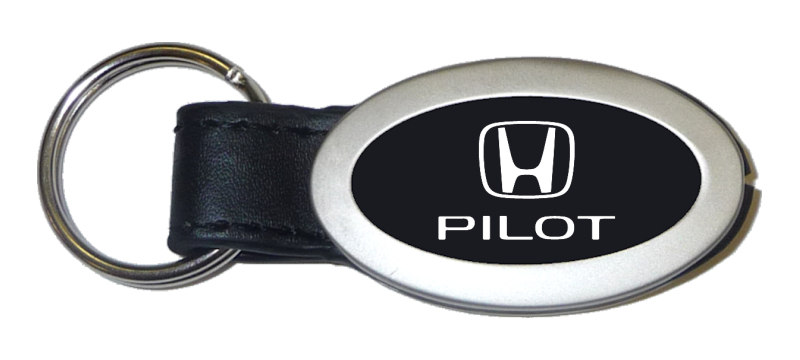 Pilot Oval Leather Key Fob - Black