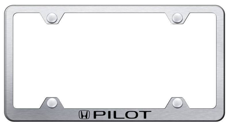 Honda Pilot Laser Etched Stainless Steel Wide License Plate Frame - Finish:Brush
